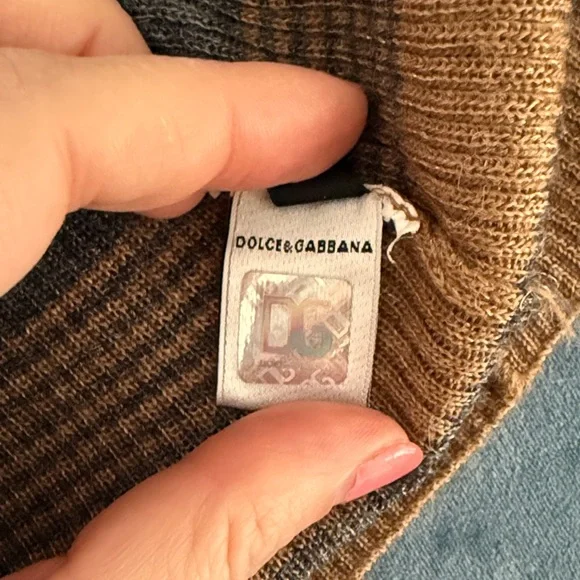 D&G Dolce & Gabbana Women's Cardigan - Tan and Gray Stripes - Picture 7 of 10